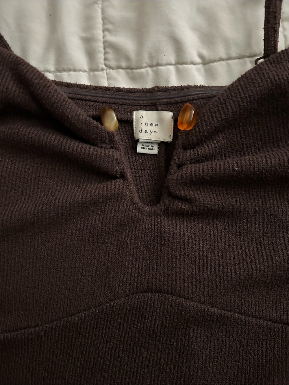 a new day Dark Brown Ribbed Maxi Dress with Amber Accent Buttons